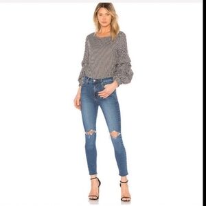 NWT Sanctuary Delphine Bistro Artistic Sleeve Checked Top Size Small